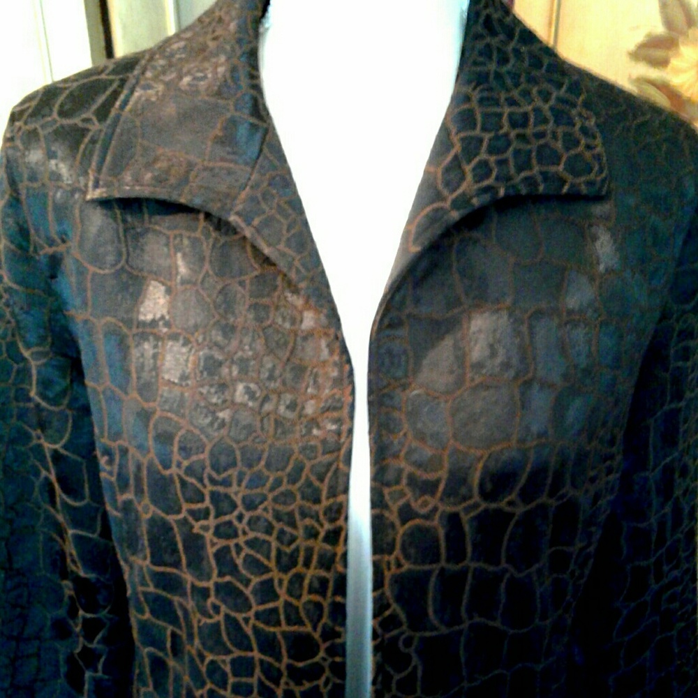 CHICO'S Deep Rich Animal Print Blazer Jacket Coat